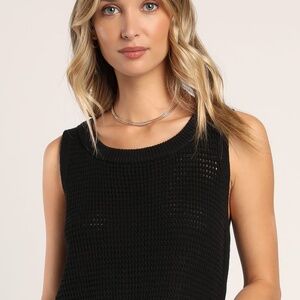 Lulus Get the Look Black Loose Knit Sweater Tank Top (NWT)